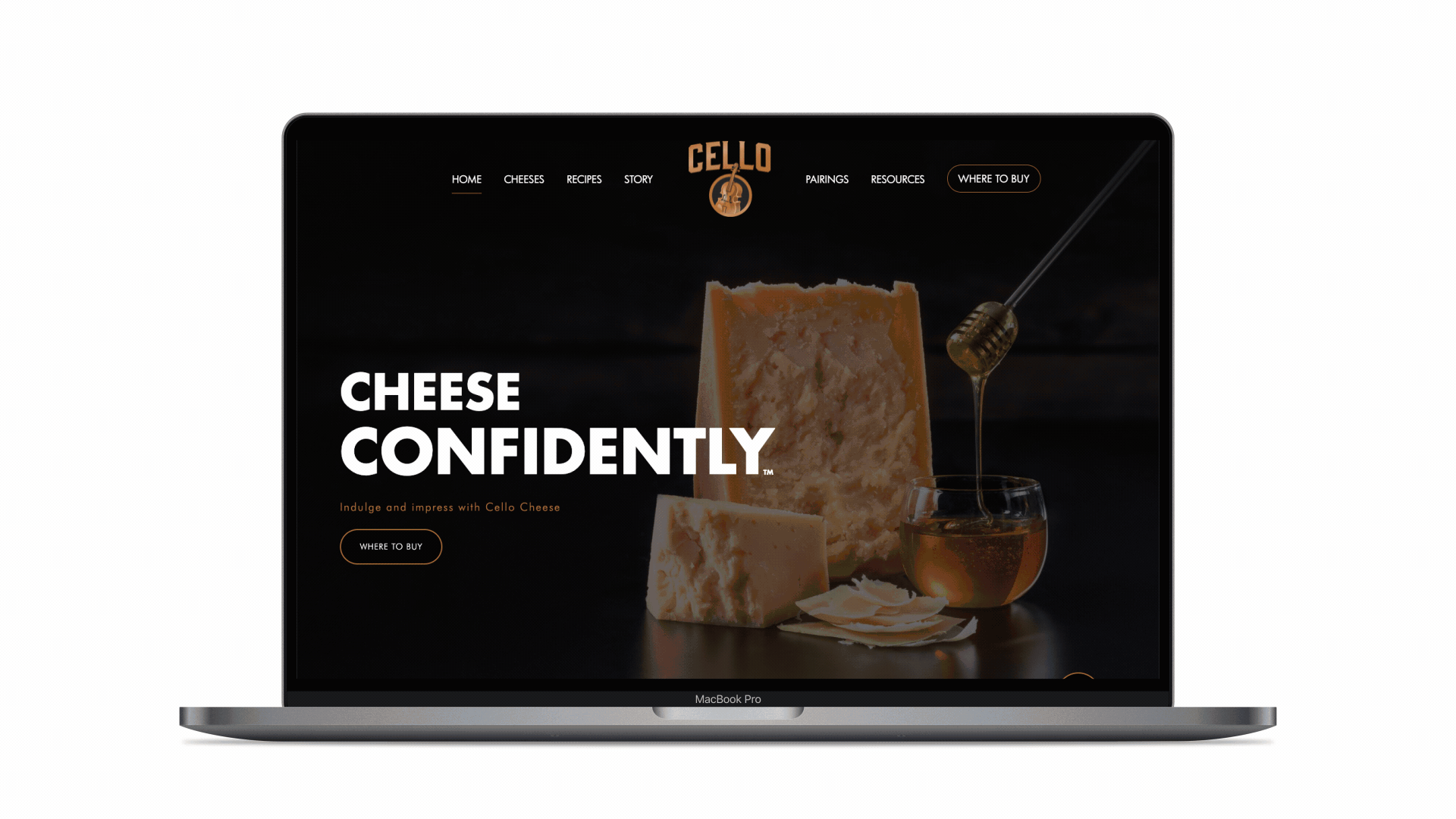 Animation scrolling through the Cello Cheese website.