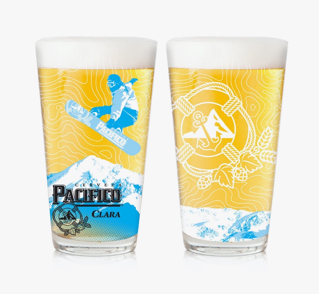Photograph of Pacifico beer glasses.