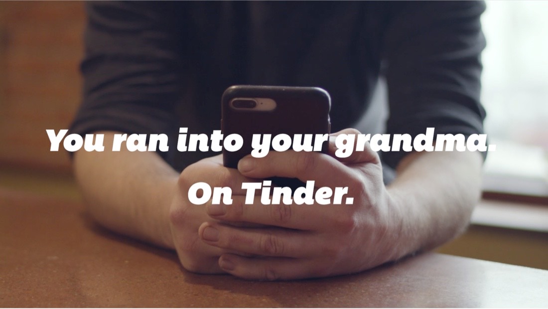 Click to watch the "Tinder" video.