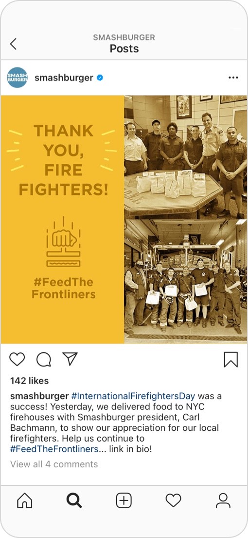 Instagram post - "Thank you, firefighters!"